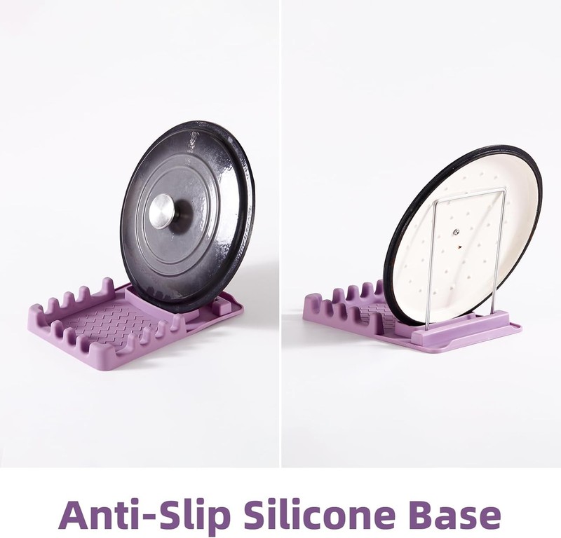 Silicone Utensil Rest with Foldable Stainl Steel Lid Holder – gallery