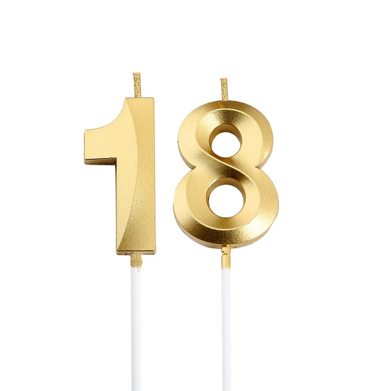 18 Cake Topper, 18th Birthday Candles, Gold Party Decorations, Gold