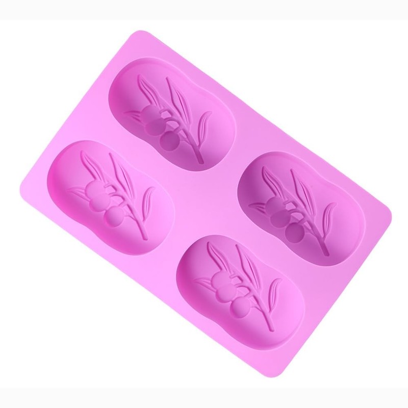 4 Cavities Oval Olive Tree Silicone Soap Mould,Baking Moulds Purple gallery