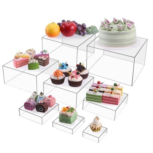 8 PCS Clear Buffet Risers Set - Large Acrylic Food Stands for Party & Dessert Di gallery