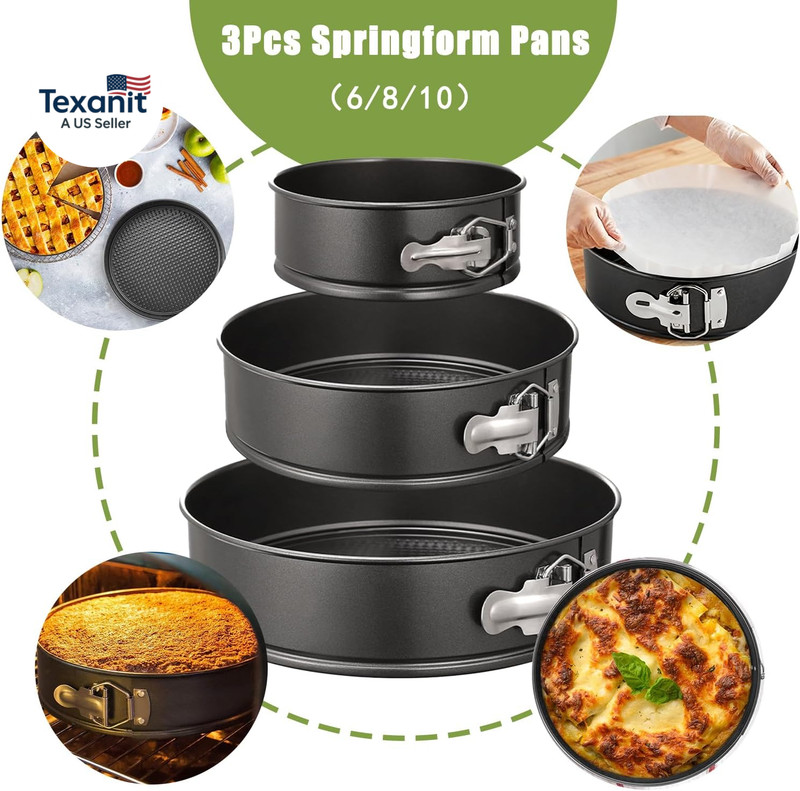 168Pcs Cake Pan Sets for Baking + Cake Decorating Supplies: 3 Non-Stick Springfo gallery