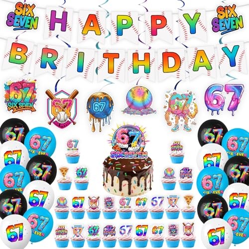 6 7 Birthday Decorations, 67 Meme Themed Birthday Decorations Set Includes