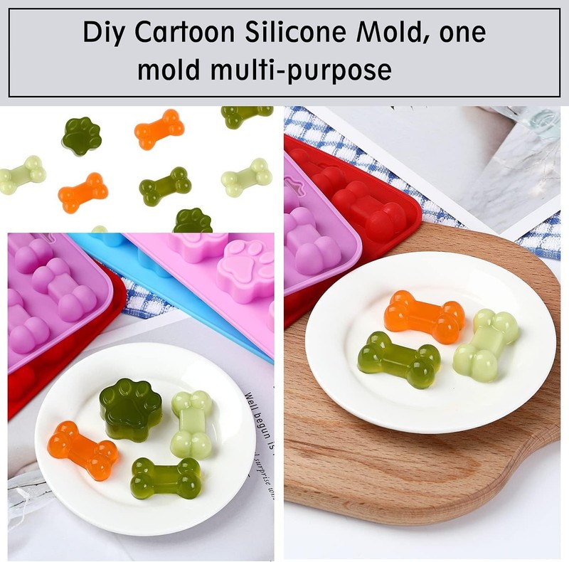 Cute Dog Paw and Bone Silicone Molds - Perfect for Jelly, Candy, & Treats gallery