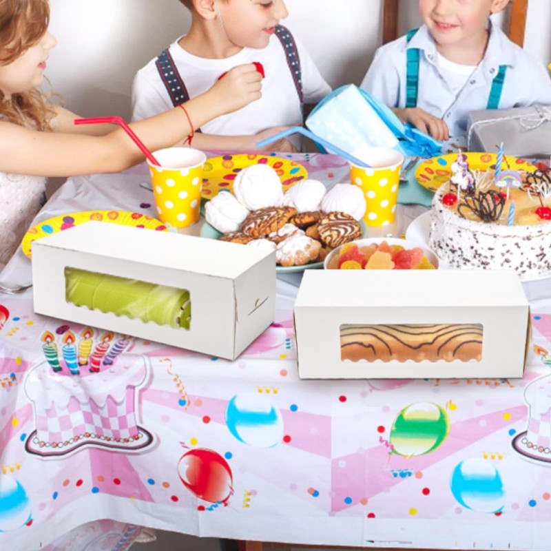 30 Pack Roll Cake Boxes, 10.8 x 4.4 x 4 Pumpkin Roll Container with Window Pa... gallery