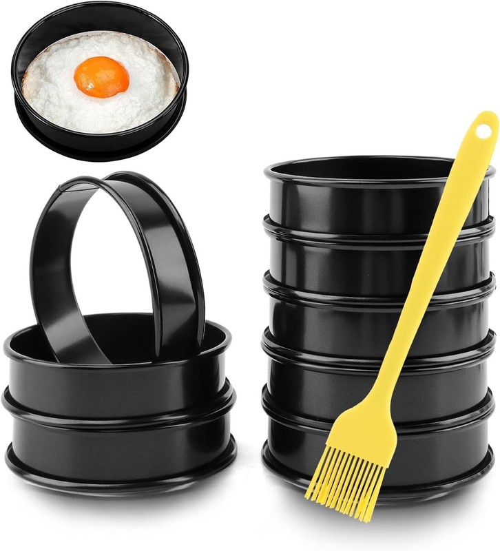 8pcs Crumpet Rings 4 Inch Nonstick English Muffin Ring Stainless Steel Tart