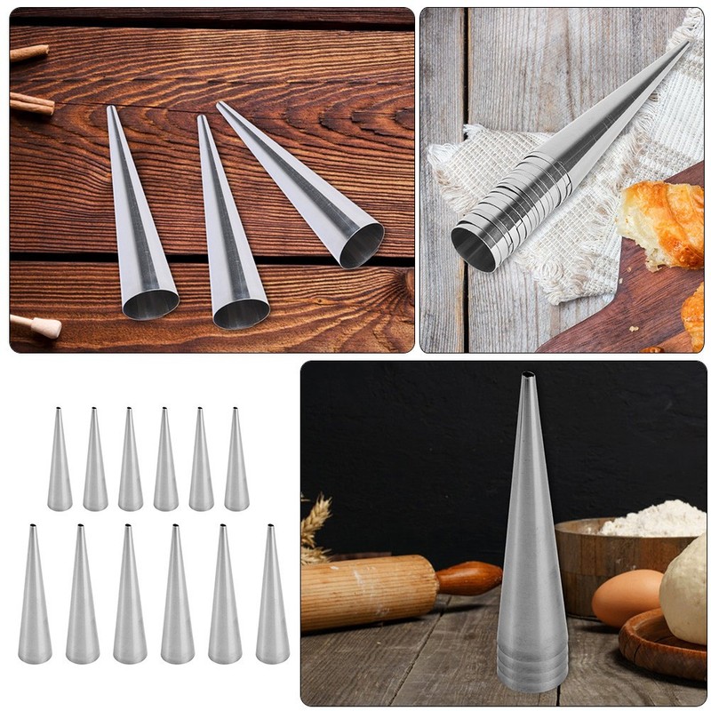 12 Pcs Baking Tools Pastry Cones Piping Stick Miss Horn Forms Tube Molds gallery