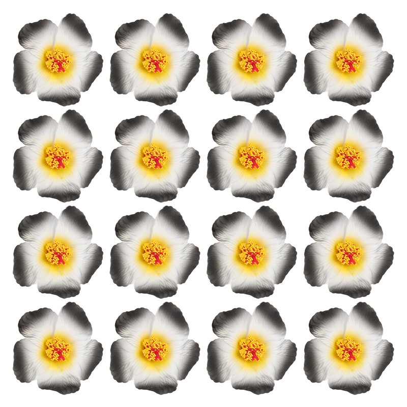 16 Pcs Hawaiian Hibiscus Flowers Artificial Flowers Hair Clip DIY White/Black