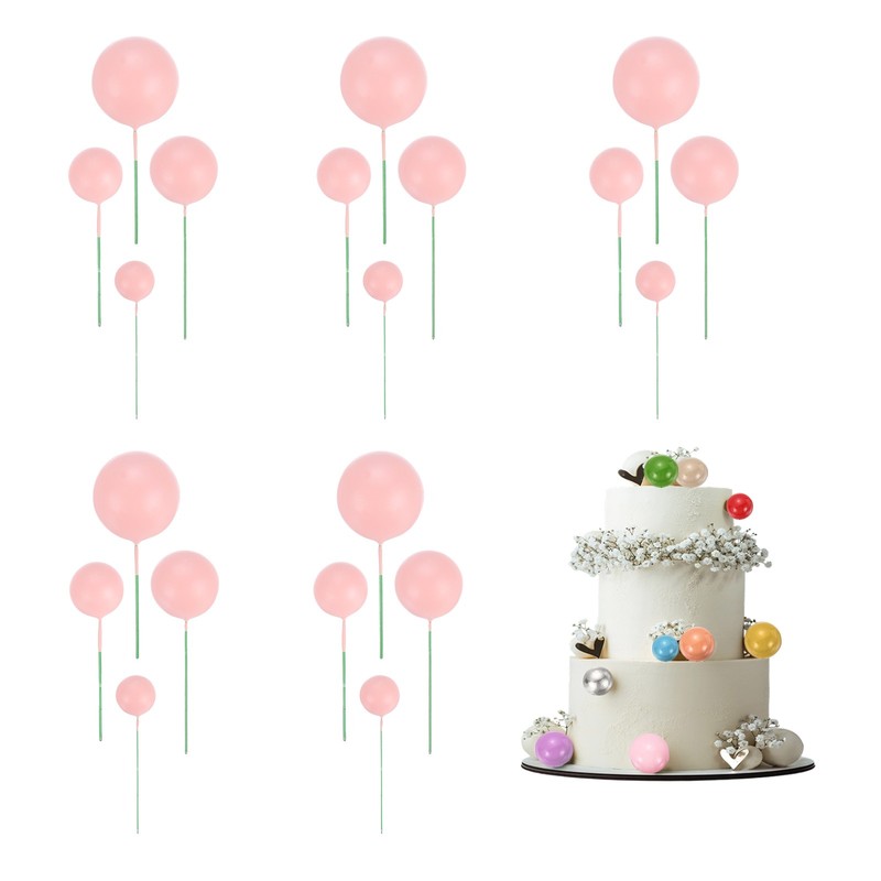 20Pcs Foam Balloons, Cupcake Insert Cake Toppers Cakes Decoration, Deep Pink