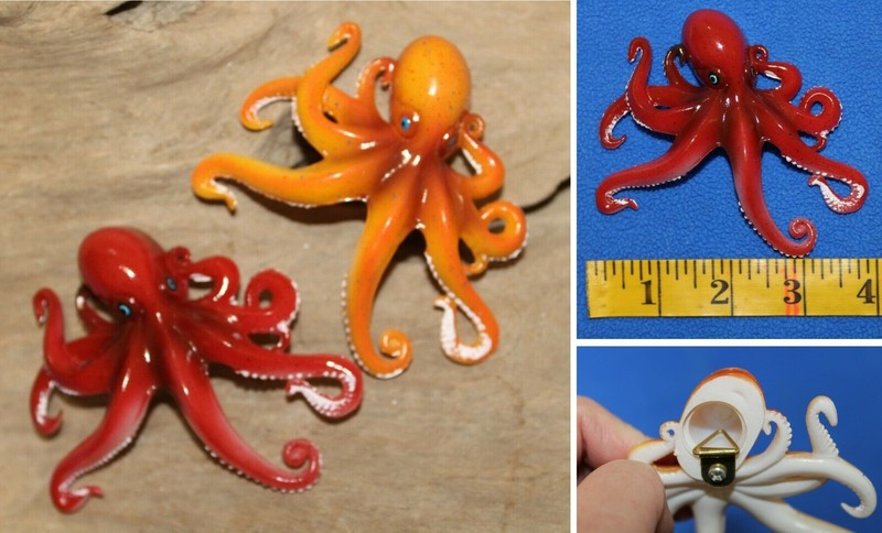 Octopus Cake Toppers Raised 3-D Details Lifelike, Moisture Resistant 4″, O1s O2s