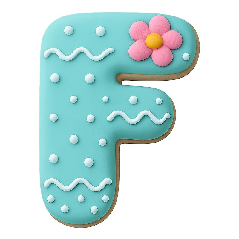 Bubble Style Letter 5" Fancy F Cookie Cutter & Stamp, Fondant & Clay - 4.1x5" gallery