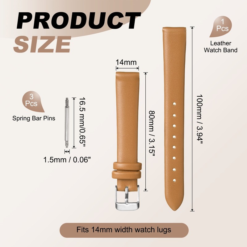 14mm Light Brown Quick Replacement Watch Strap gallery