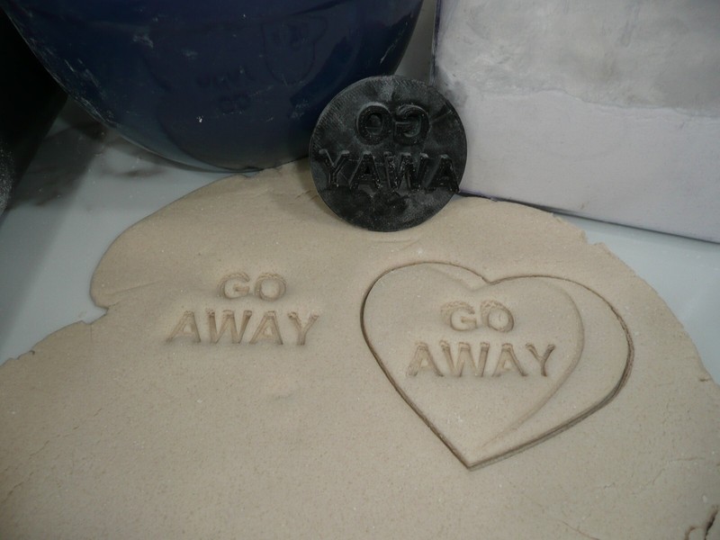 GO AWAY CANDY HEART COOKIE STAMP EMBOSSER MADE IN USA PR5490 gallery