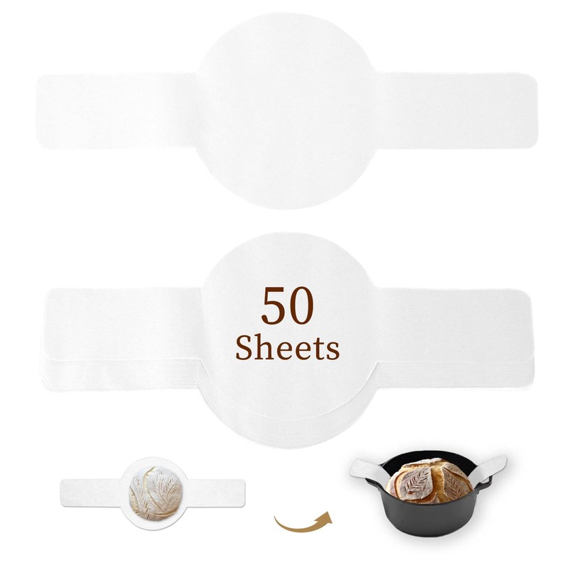 8 Inch Parchment Paper Rounds with Lift Tabs, BlissBoard 50 50-Round, White