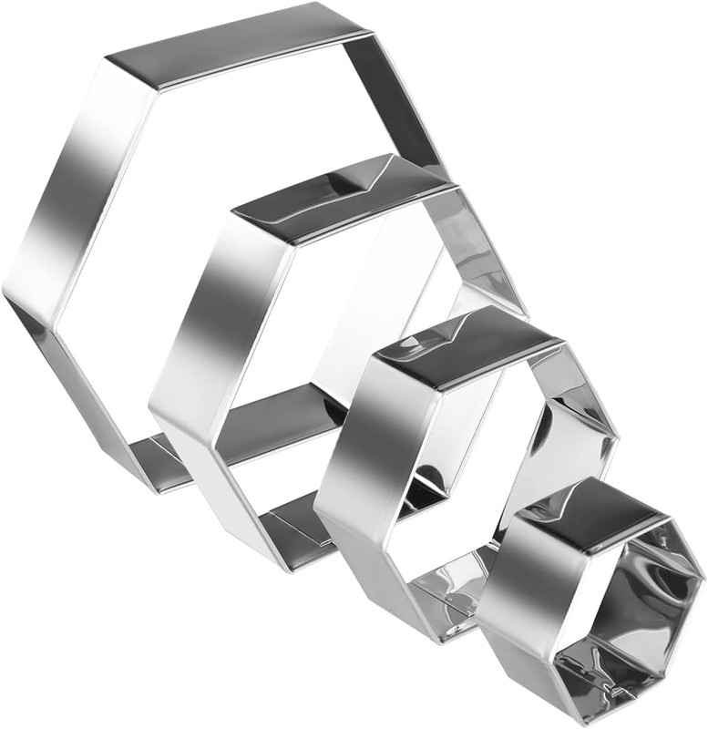 Regular Hexagon Cookie Cutter Set Large Stainless Steel Honeycomb Geometric Fram gallery