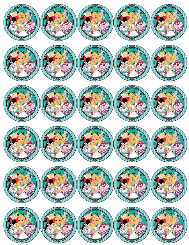 30 x Alice In Wonderland Cupcake Toppers Edible Wafer Paper Fairy Cake toppers gallery