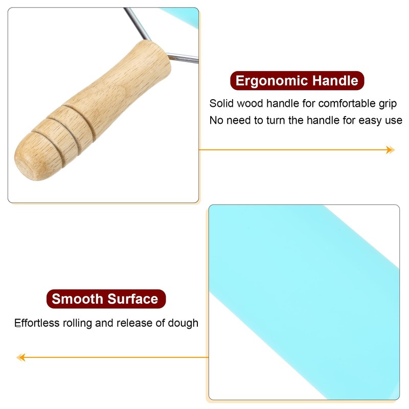 HARFINGTON Rolling Pin 7.6" x 1.69" Silicone Roller Wood Handle Blue gallery