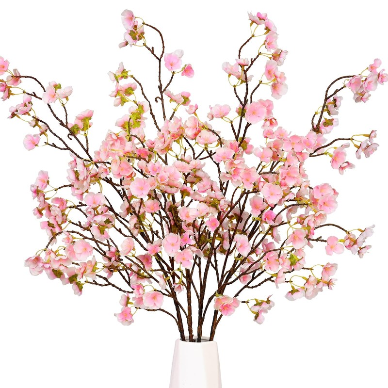 Sunm Boutique 3x 40″ Artificial Cherry Blossom Branches Silk Flower Stems