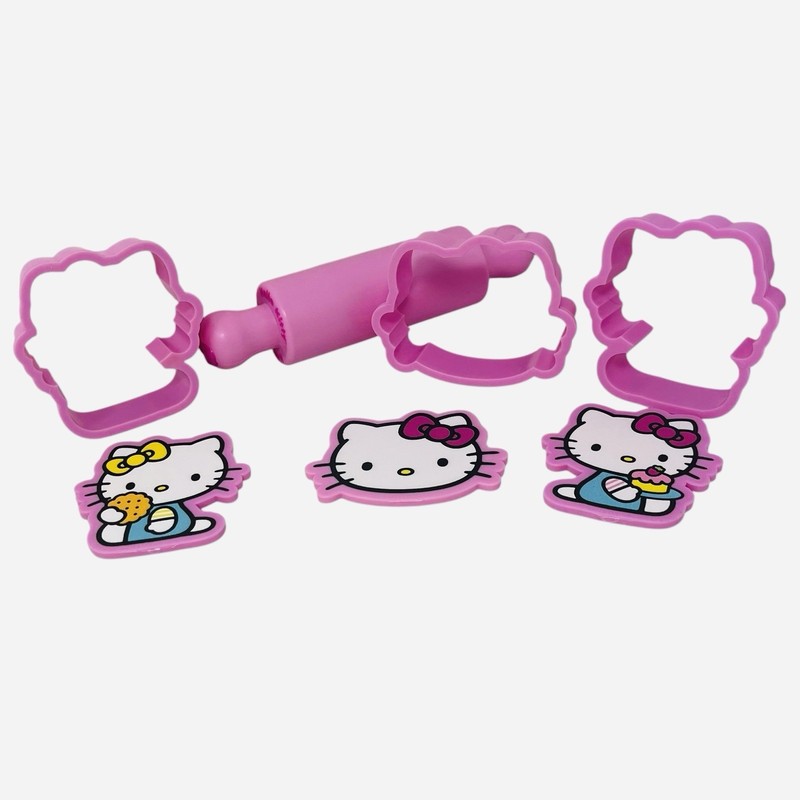 Hello Kitty Play Bake Fun Cake Topper, 7-Piece Decoration Set Cookie Cutter