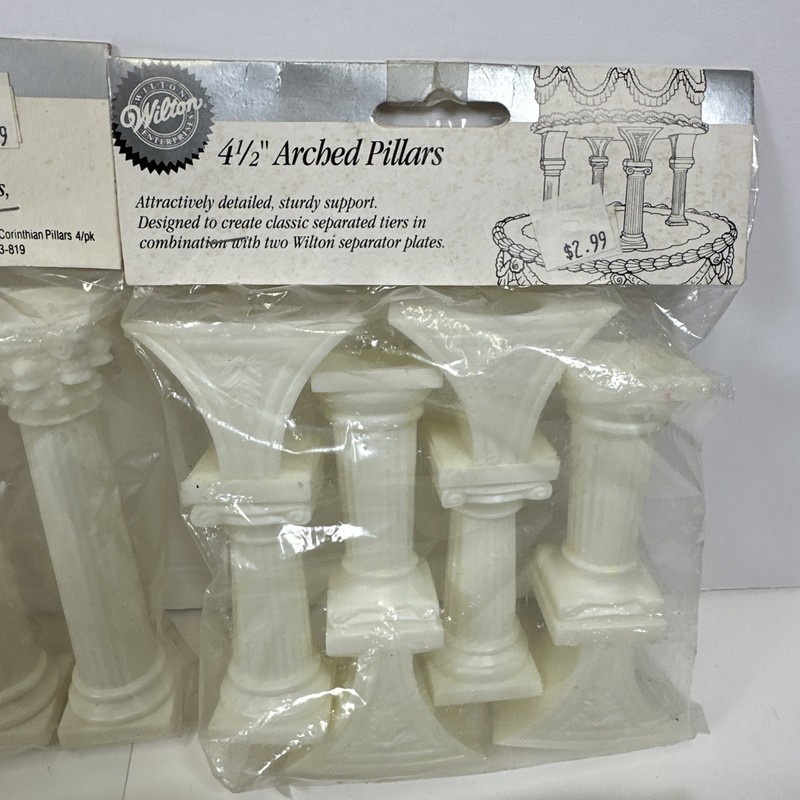 Lot Vintage Wilton Wedding Cake Pillars Columns Arched Crystal Grecian NOS gallery