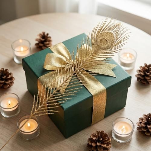 40 Pcs Decor Fake Feather Leaves for Christmas Decor Gold Leaf Gold-e gallery