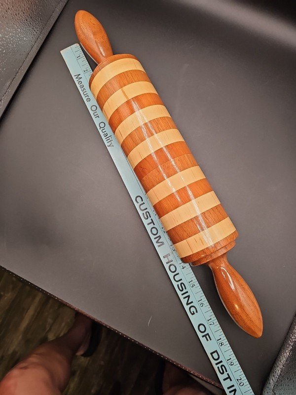 "Handcrafted Multi-Wood Striped Rolling Pin, Segmented Hardwood Baker's RollerQQ gallery