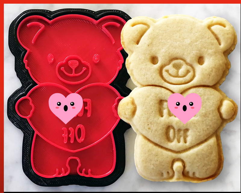 F*ck Off Teddy Bear Cookie Cutter Rude Valentine’s Day Swear Baking Fondant Tool