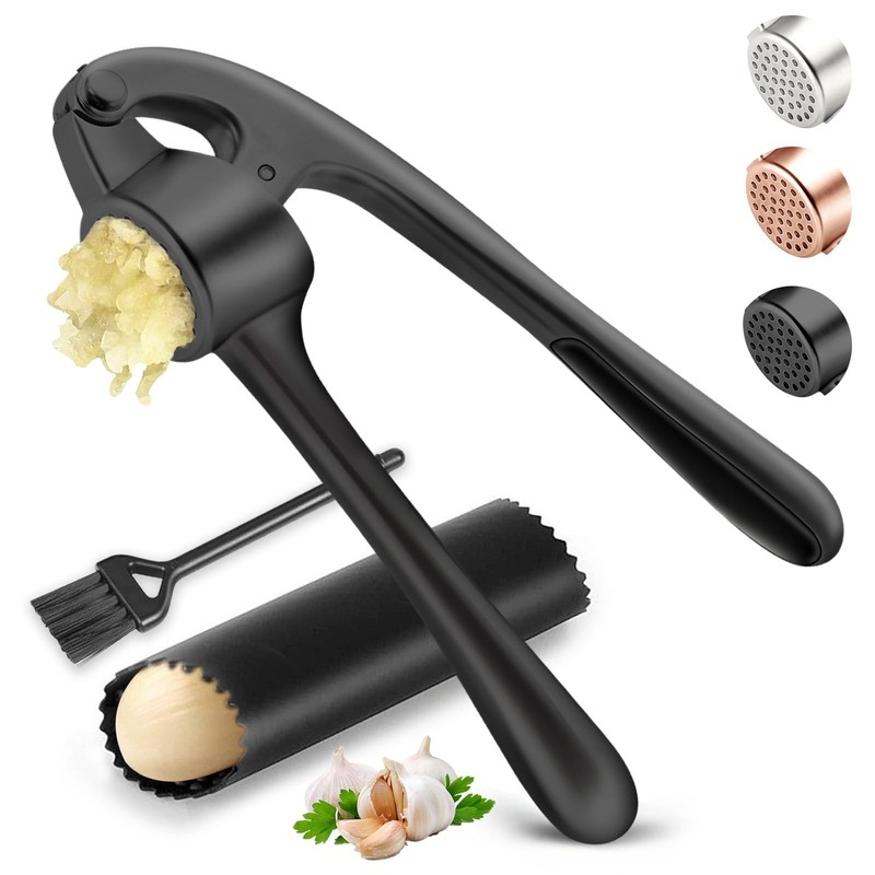 Kitchen Garlic Press, Rust Proof & Dishwasher Safe Medium, Black