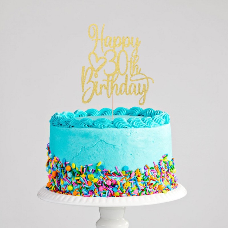 10pcs Golden Paper Birthday Cake Topper Decorations for 30th Birthday Party gallery