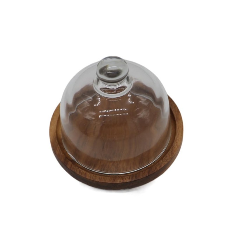 Mini Wooden Dessert Dish Cake Stand With Glass Dome, Mini Dessert Tray Round …