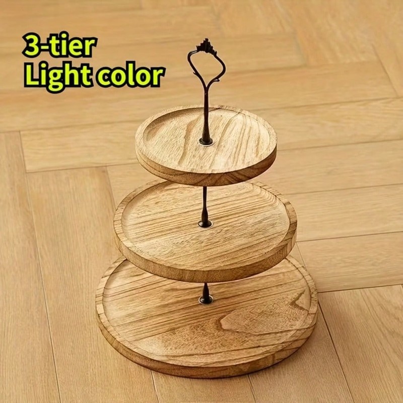 New HomeEase 3 Tier Wooden Cake Stand Rosewood Dessert Display Wedding Party gallery