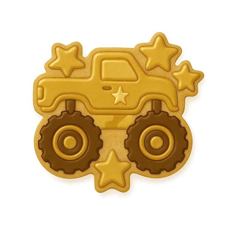 Monster Truck Star Cookie Cutter - 4x3.8" Fun Baking Kitchen Tool gallery
