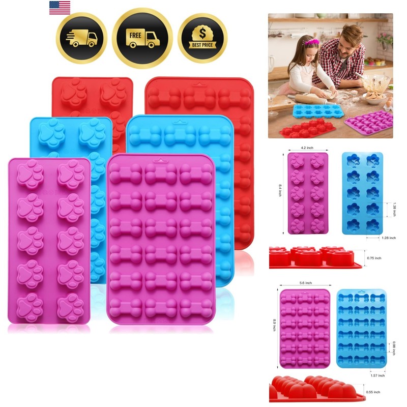 6PCS Silicone Molds Puppy Dog Paw and Bone, Elegant Chocolate Molds for Bakin…