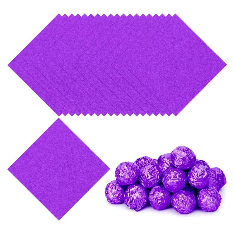 200 Pcs 3×3 Inch Foil Candy Wrappers Chocolate Wrapping Paper Dark Purple