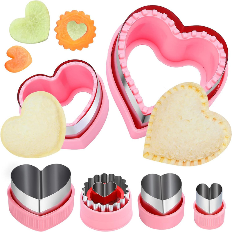 Heart Cookie Cutters Set,6 Pcs Uncrustables Maker Bread Cutters Heart Shapes DIY gallery