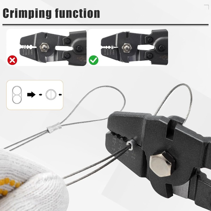 Wire Rope Swager 2-in-1 Crimping Tool & Cutter for Fishing Lines up to 2.2mm gallery