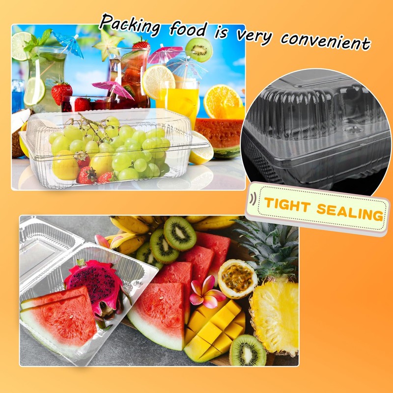 120 Pcs Clear Plastic Hinged Food Containers 7.2 x 4.9 x 2.5 Inch Disposable ... gallery