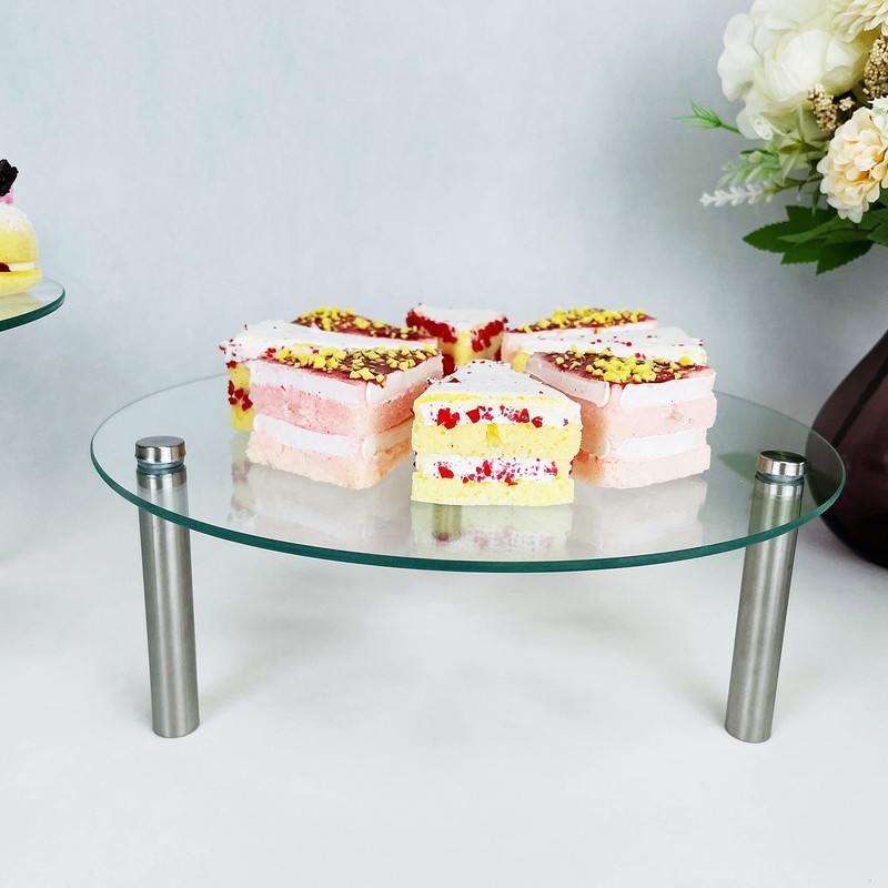 3 Pcs Round Tempered Glass Cake Stands Set 8 10 13 Inch Cupcake Dessert Display gallery