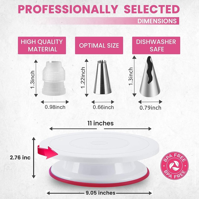Kit de decoración de pasteles para principiantes de 200 piezas con plato girator gallery