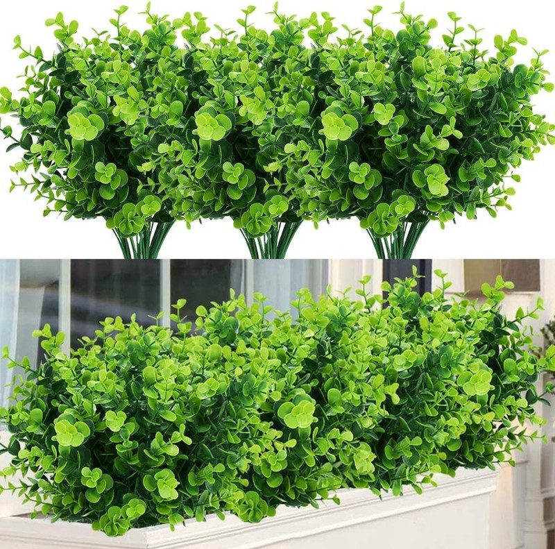 Artificial Plants Flowers Faux Boxwood Shrubs 6 Pa, Lifelike Fake