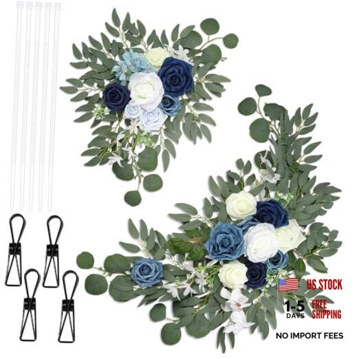 Wedding Arch Flowers Set of Artificial Flower Swag 2 Deep Sea Blue Gradient