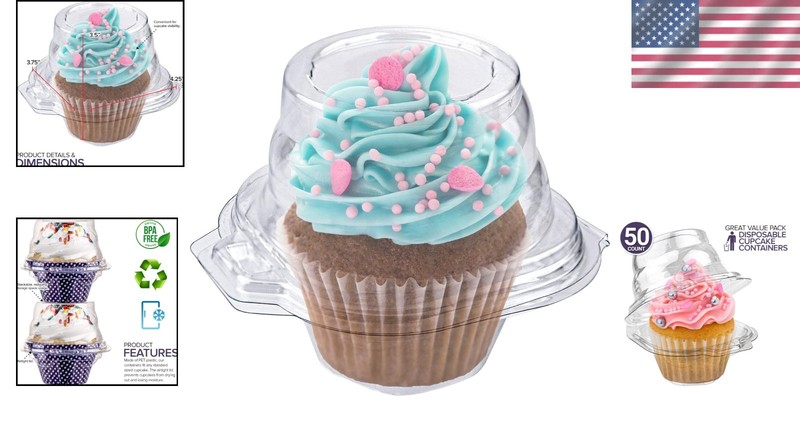 Durable Plastic Cupcake Storage Containers 50 Pack – Stackable & Freezer-Safe gallery