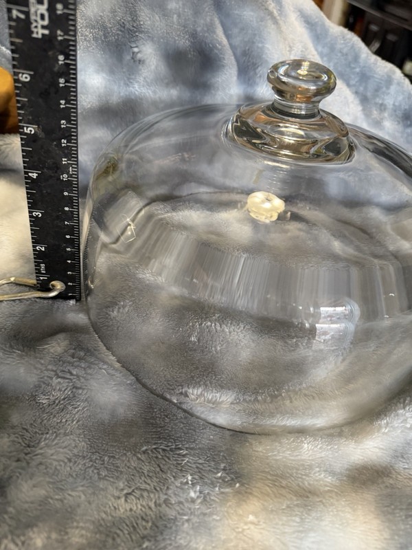 Clear Glass Round Cake Stand w/ Dome Lid Knob Handle 9in Dia 6.5in H