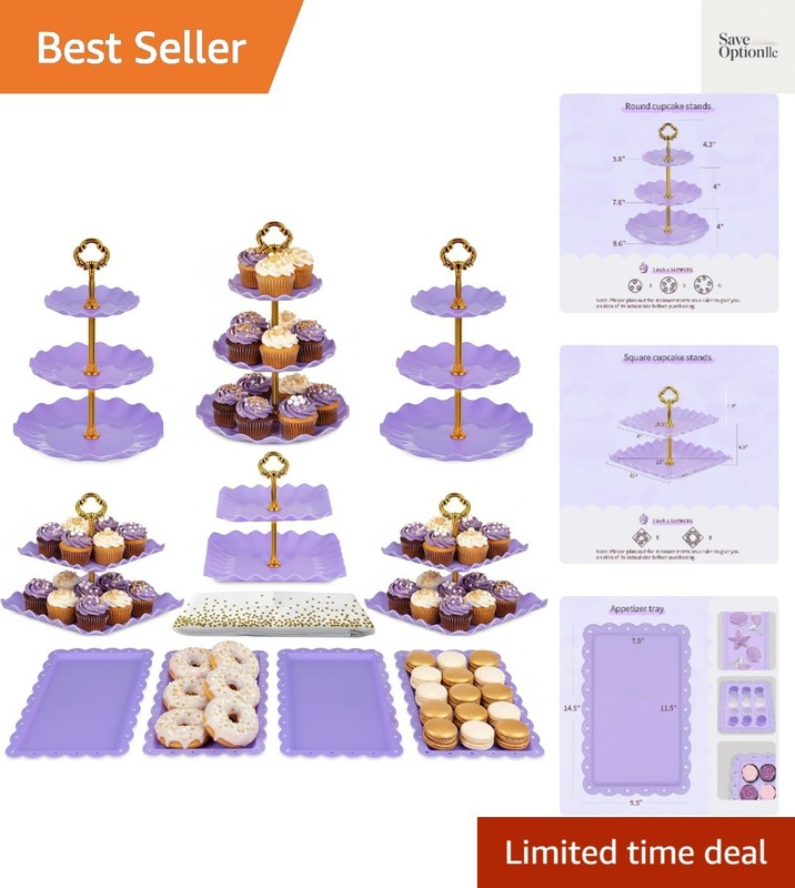 Pack of 11 Cake Stand Set, with 3 x Two-Tier and 3 x Three-Tier Cupcake Stand…