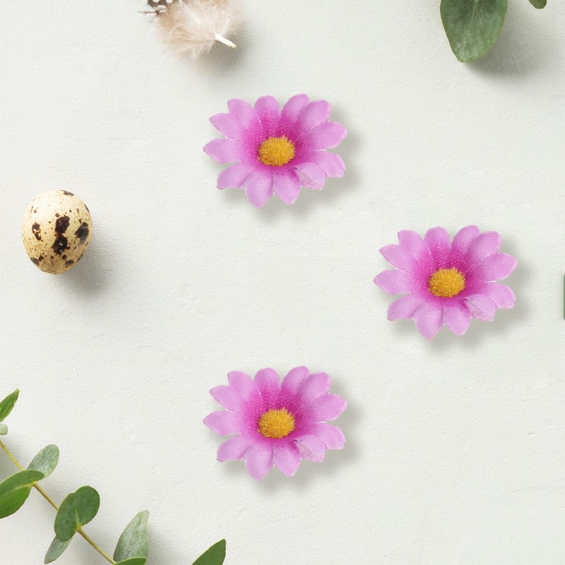 100pcs Artificial Daisies Flower Heads,1.6" Silk Fake Daisies, Purple/Yellow gallery