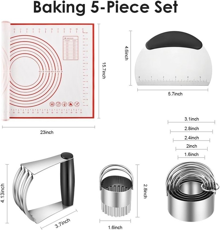 Pastry Cutter Biscuit Cutter Dough Scraper Silicone Baking Mats Stainless Steel gallery