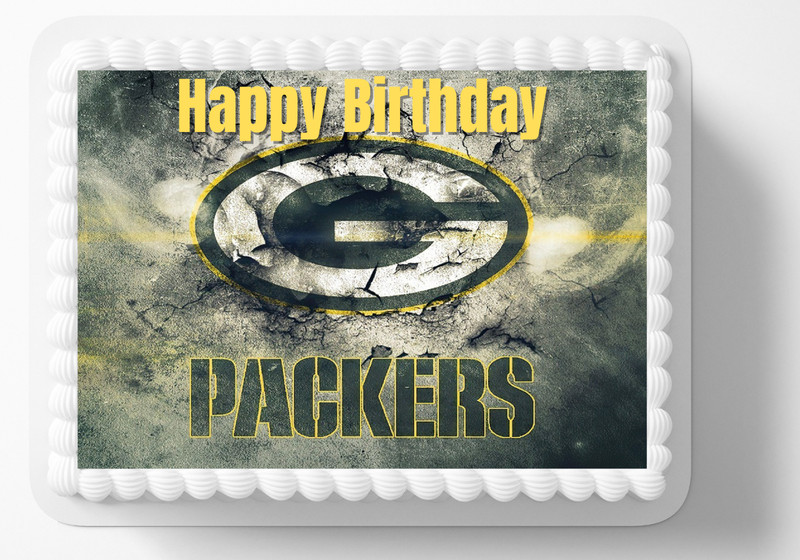 Green Bay 1/4 sheet Edible Cake Topper Party Edible Cake Football Image