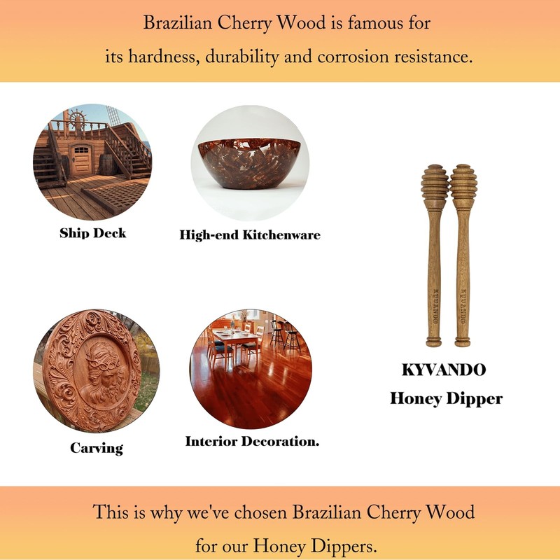 Brazilian Cherry Wood Honey Dipper - Durable & Warp-Resistant, Preserves Hone... gallery