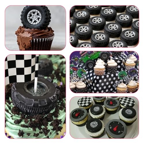 4Pcs Tire Fondant Molds 3D Silicone Round Tire Fondant Mold Truck Wheel Shape gallery