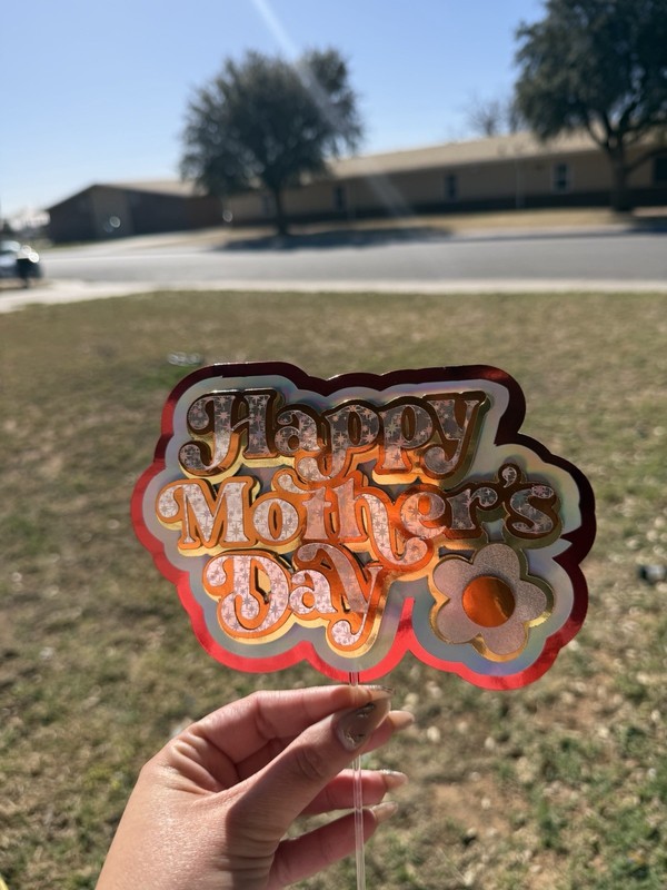 Mother’s Day Flower Cake Topper Multicolor Gold Orange White Red Plastic