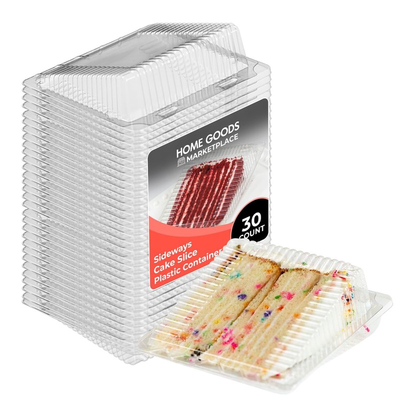 Sideways Cake Slice Containers with Hinged Lids – 30 Pack, Clear Disposable P…